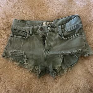 Free people green Jean shorts mid rise